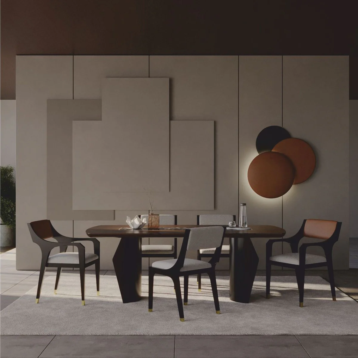 Casa Padrino conjunto de comedor de lujo - 1 mesa y 6 sillas - Muebles para hoteles y comedores