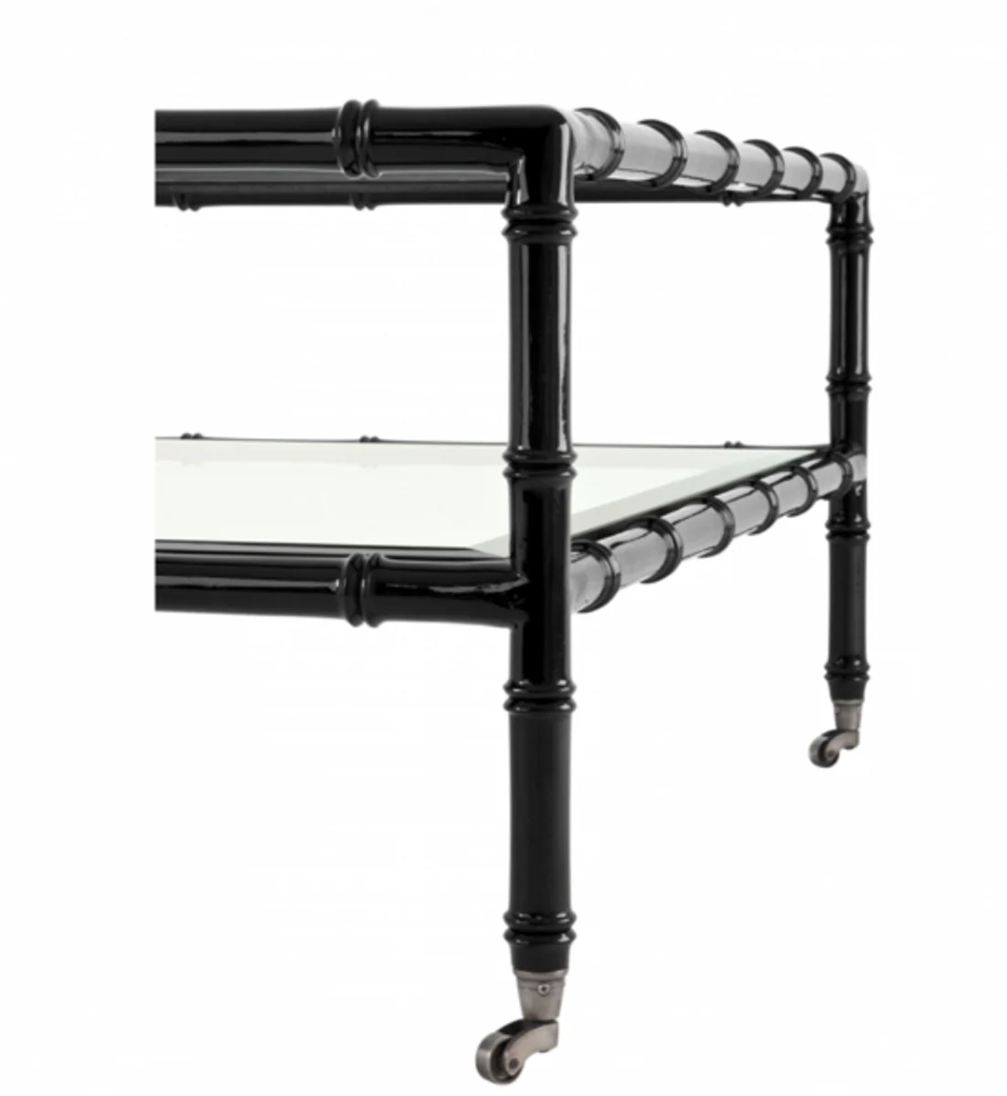 Casa Padrino Art Deco luxury teak wood coffee table black - living room coffee table - Luxury Quality