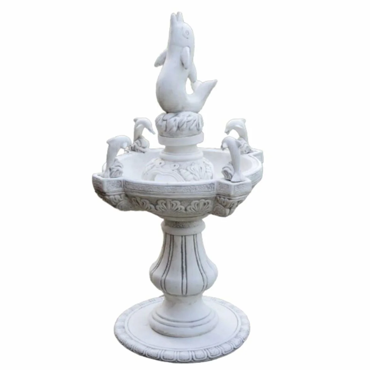 Casa Padrino fuente barroco delfines blanco / gris ? 80 x A. 140 cm