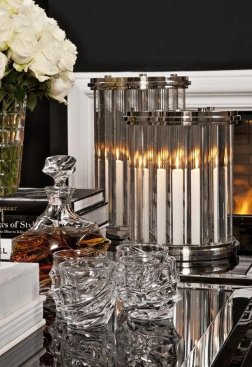 Casa Padrino luxury candle holder / lantern nickel finish 26.5 x H. 33.5 cm - Designer Wind Light