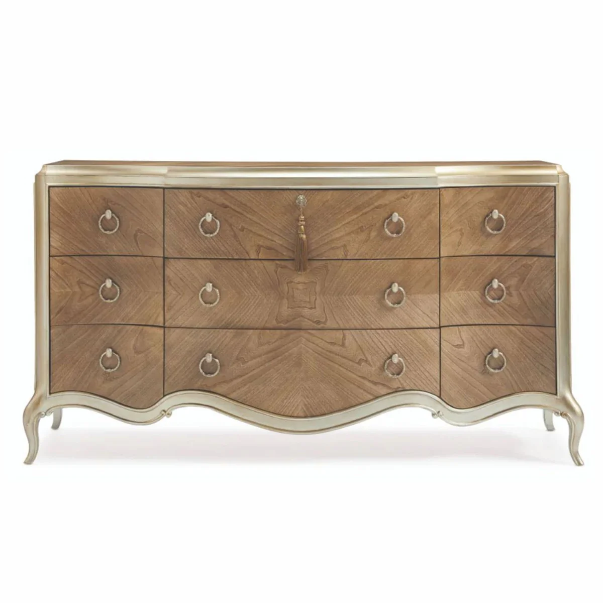 Casa Padrino cómoda barroco de lujo con 9 cajones marrón / oro-champán 185 cm