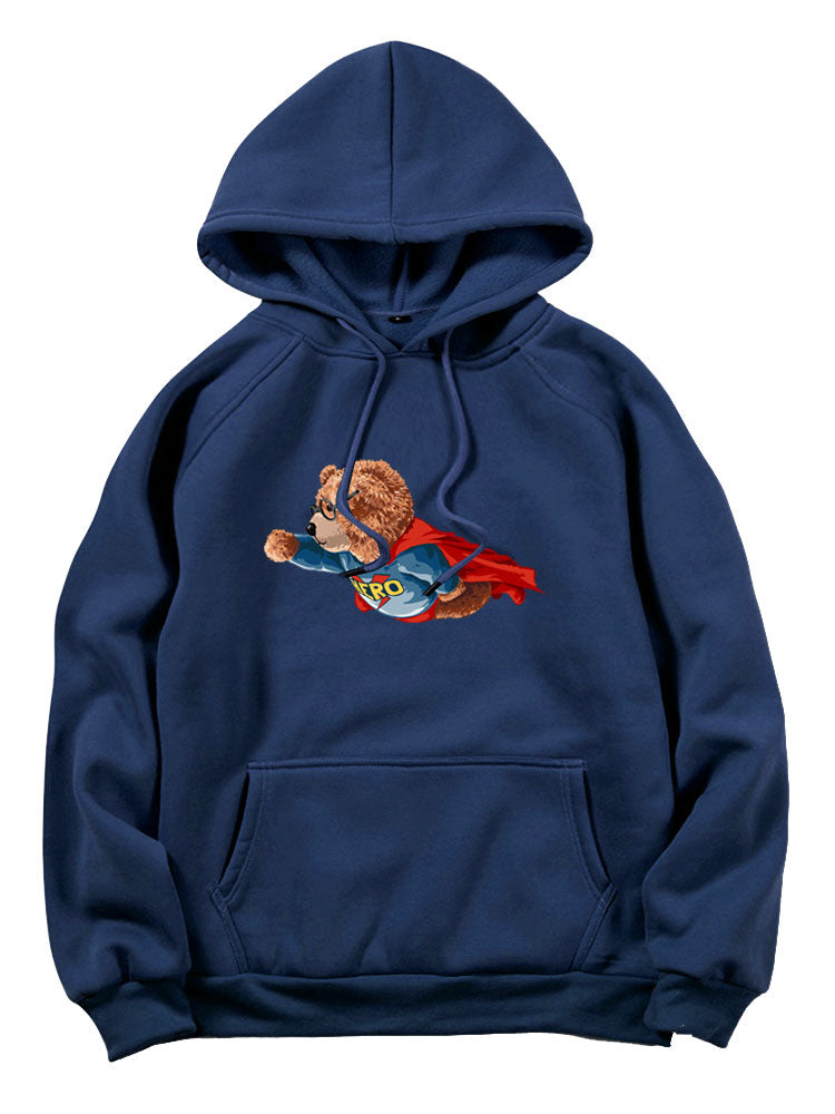 Superhero Bear Print Hoodie