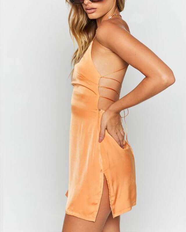 Women's Sexy Dress With Halter Straps And Slits