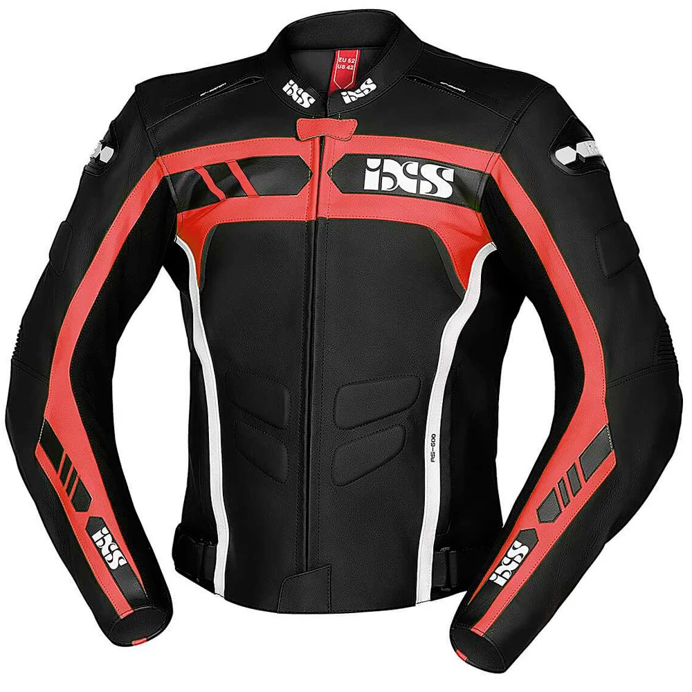 CHAQUETA PIEL IXS LD RS-600 1.0 - NEGRO / ROJO / BLANCO