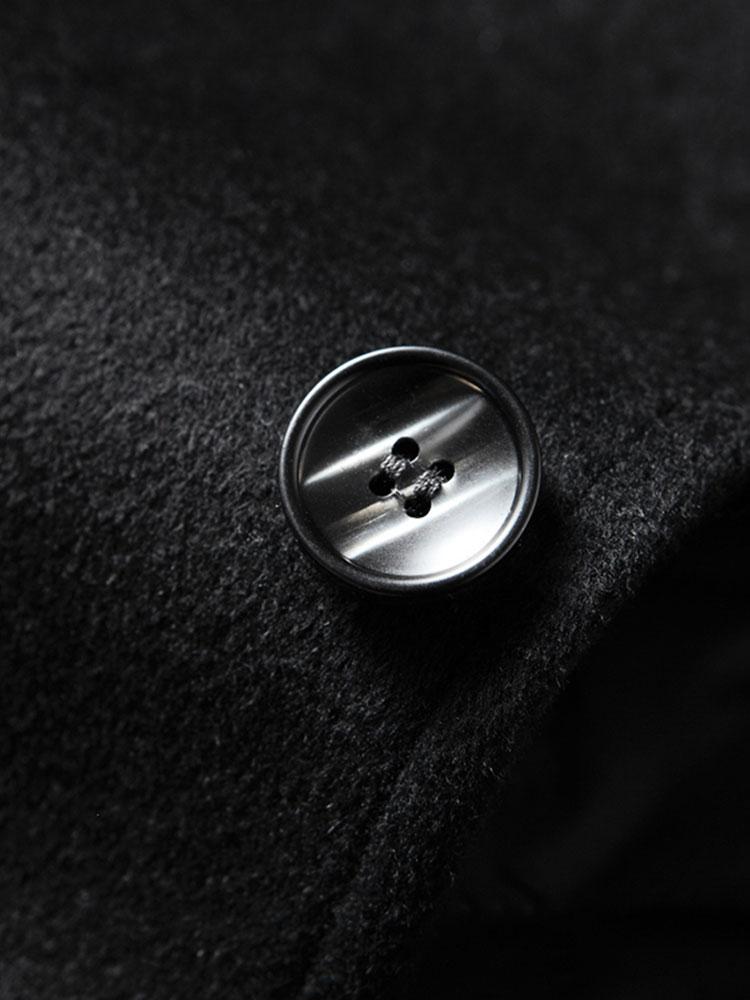 Quilted Lined Wool Blend Lapel Overcoat