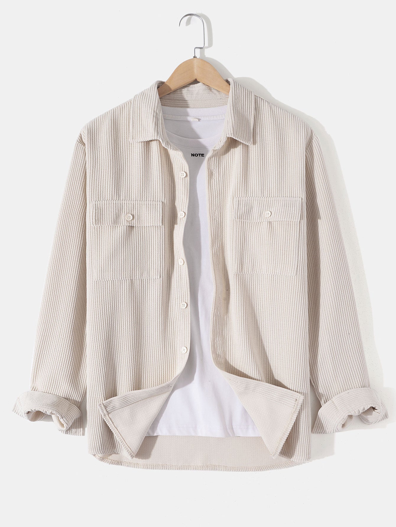 Long Sleeved Corduroy Button Up Shirt With Pockets