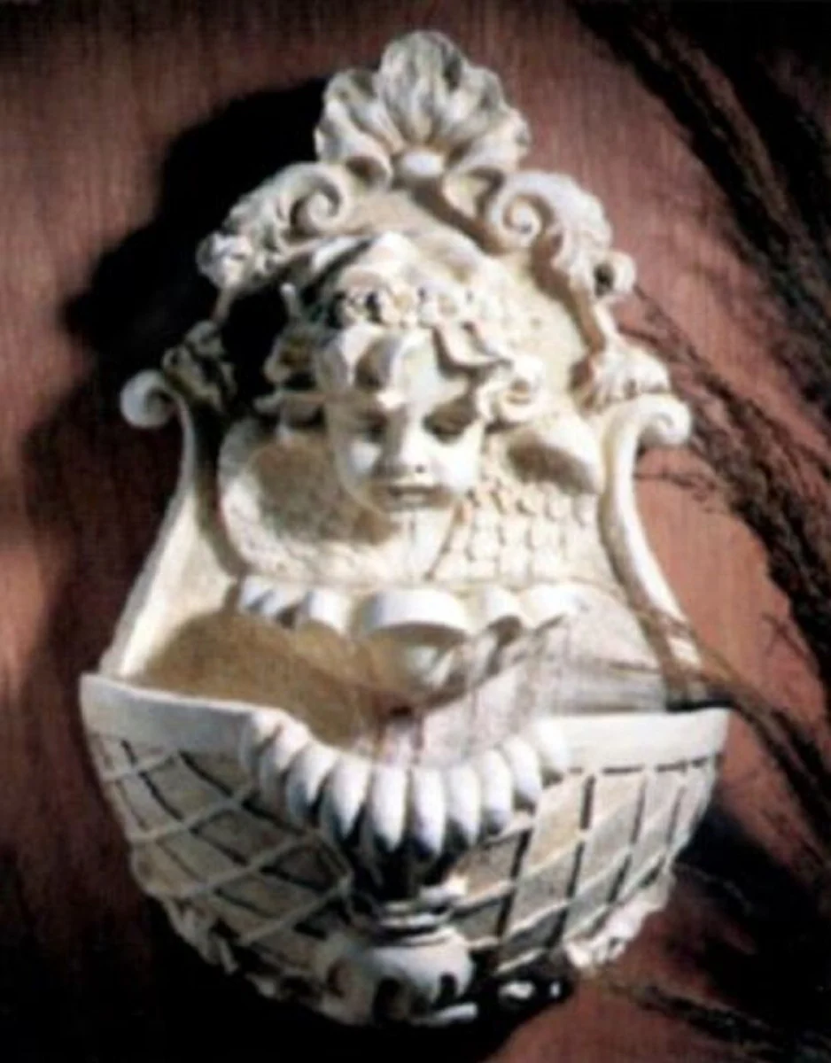 Casa Padrino Mini Fuente de Pared Art Nouveau Ángel Blanco / Beige H. 41 cm - Fuente de Jardín - Accesorios de Decoración de Jardín