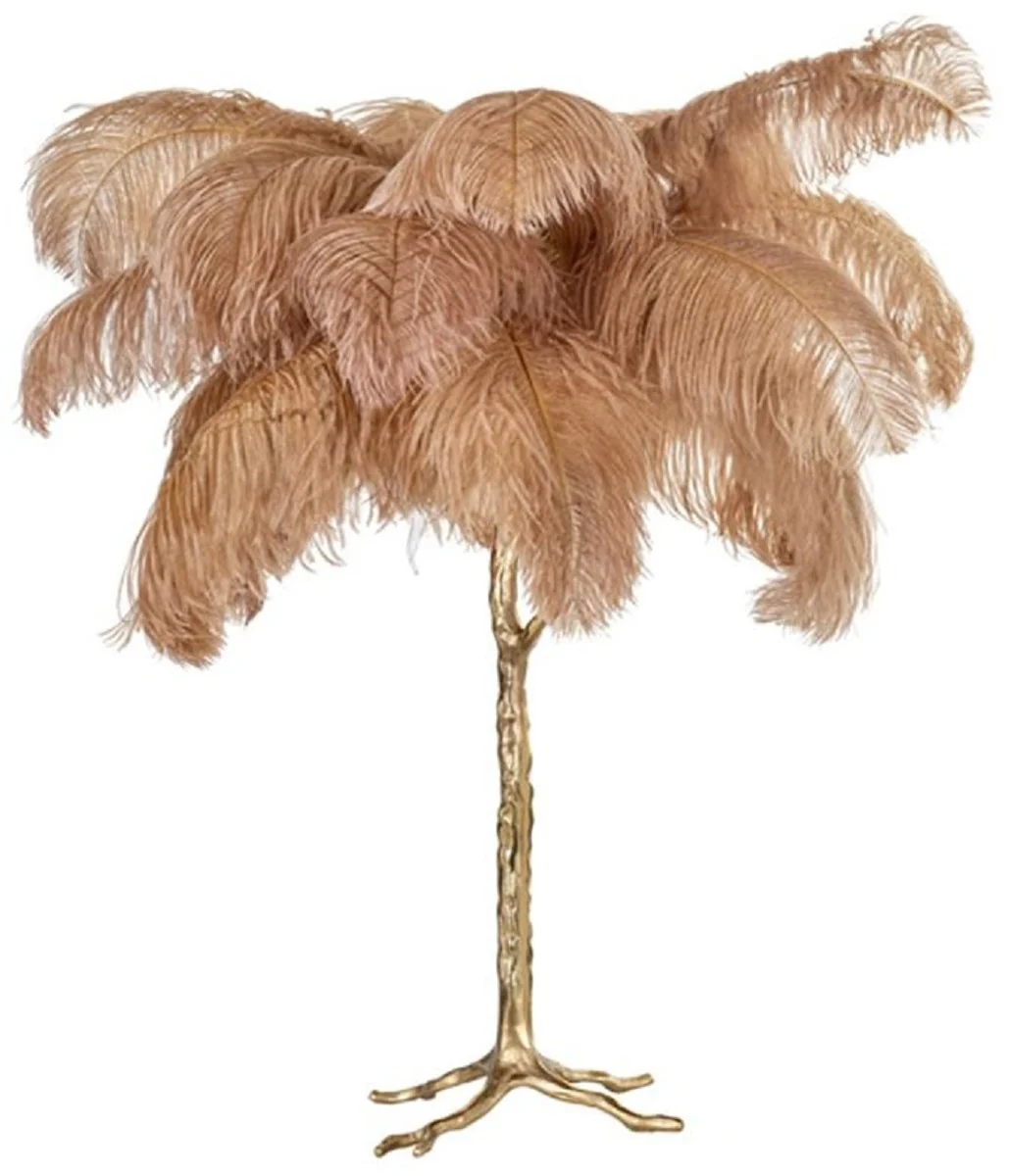 Casa Padrino lámpara de mesa de lujo palmera caqui / oro 75 x 75 x A. 80 cm - Lámpara de mesa moderna en diseño de palmera - Luces de Lujo - Calidad de Lujo