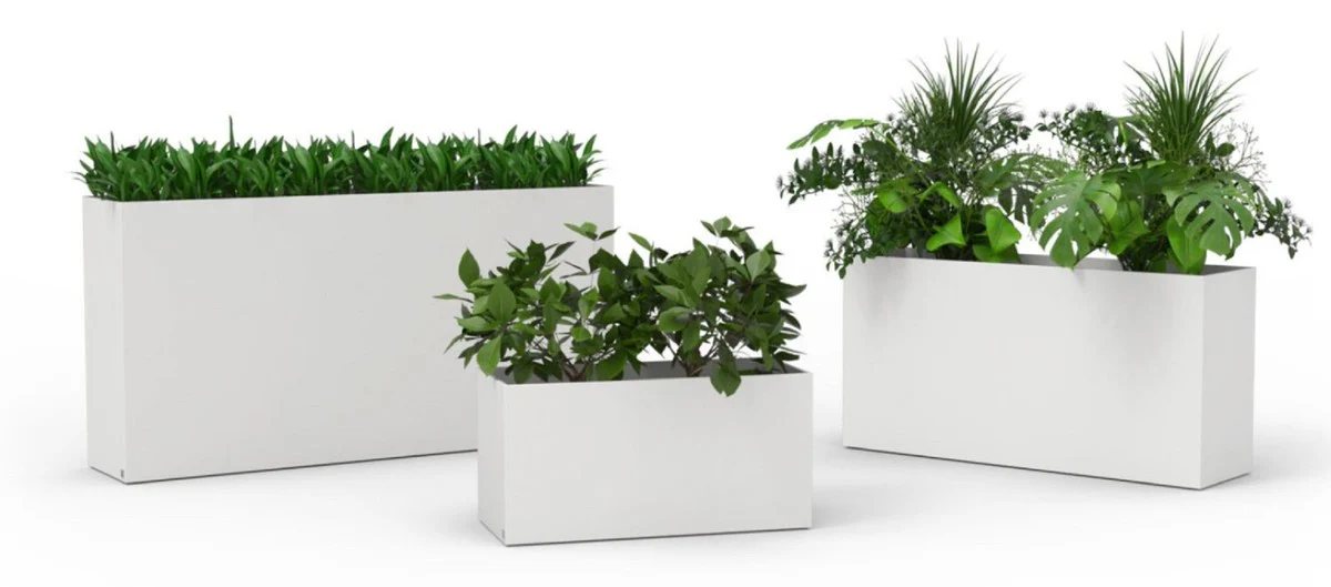 Casa Padrino maceta de lujo blanco mate 160 cm - Maceta rectangular