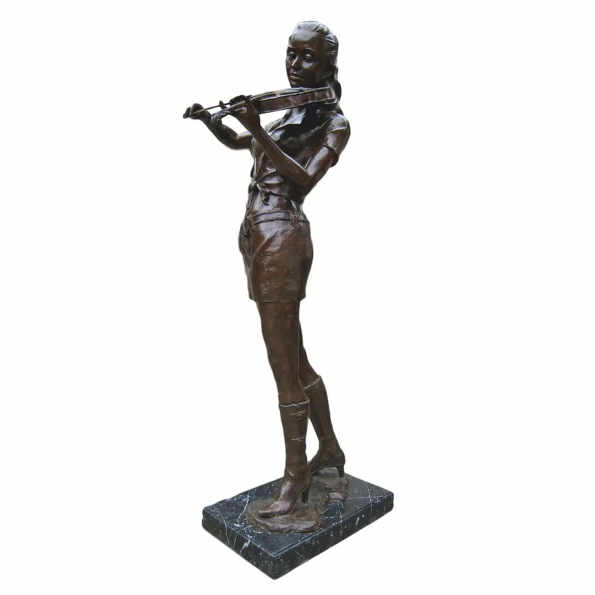 Casa Padrino escultura decorativa XXL de lat¨®n mujer con viol¨ªn bronce / negro A. 180 cm