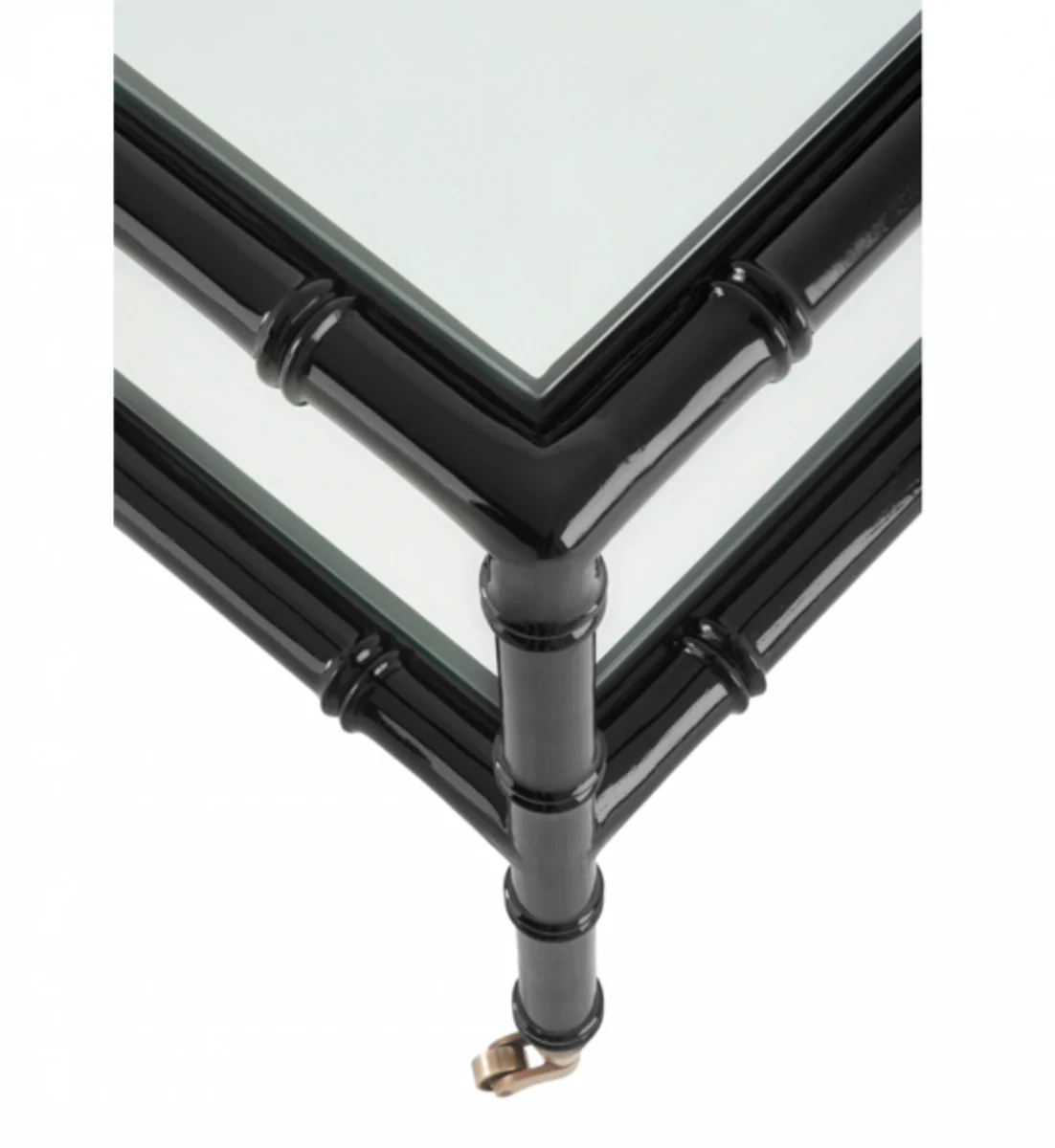 Casa Padrino Art Deco luxury teak wood coffee table black - living room coffee table - Luxury Quality