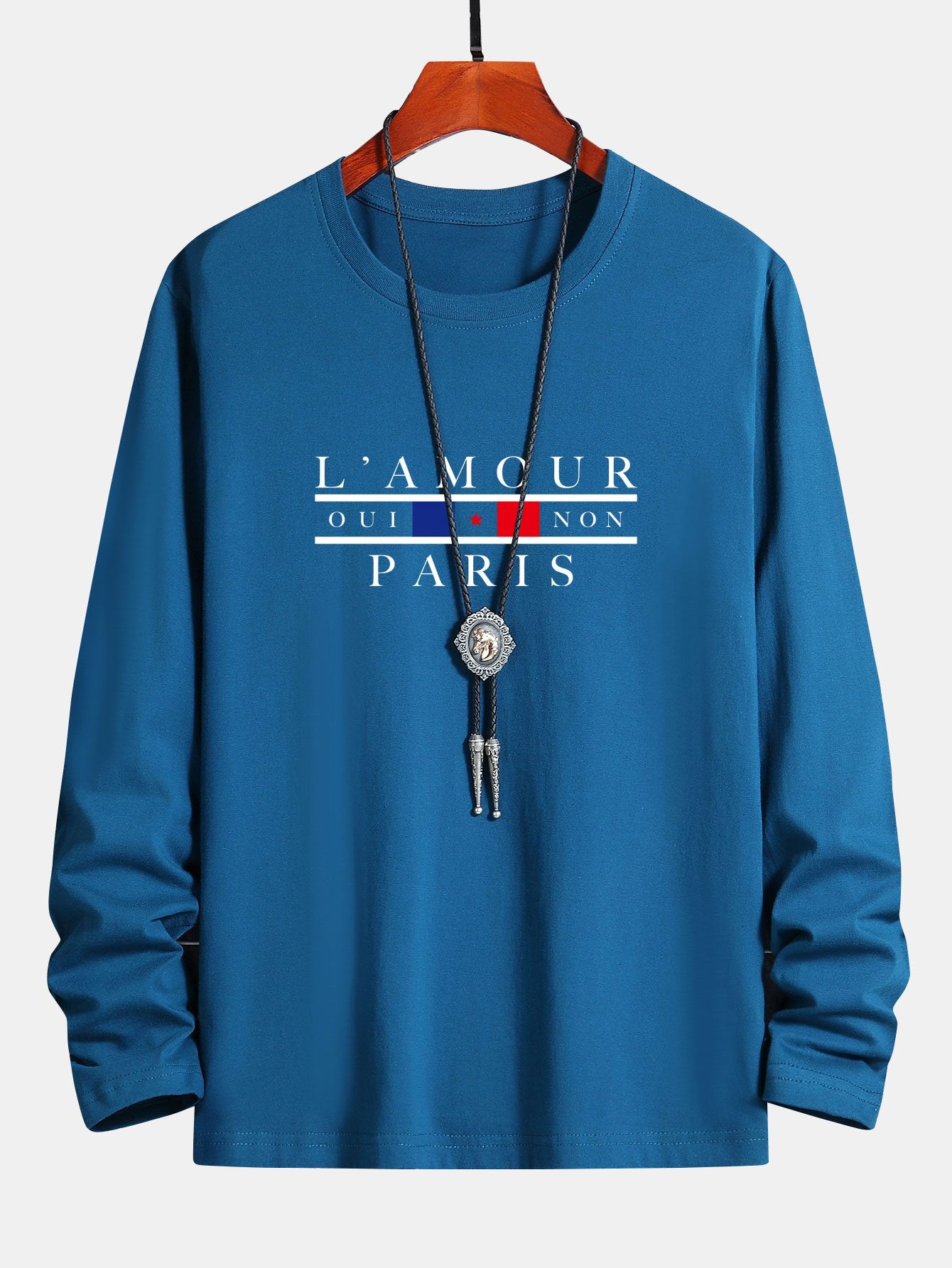 Long Sleeve Paris Slogan Print Cotton T-Shirt