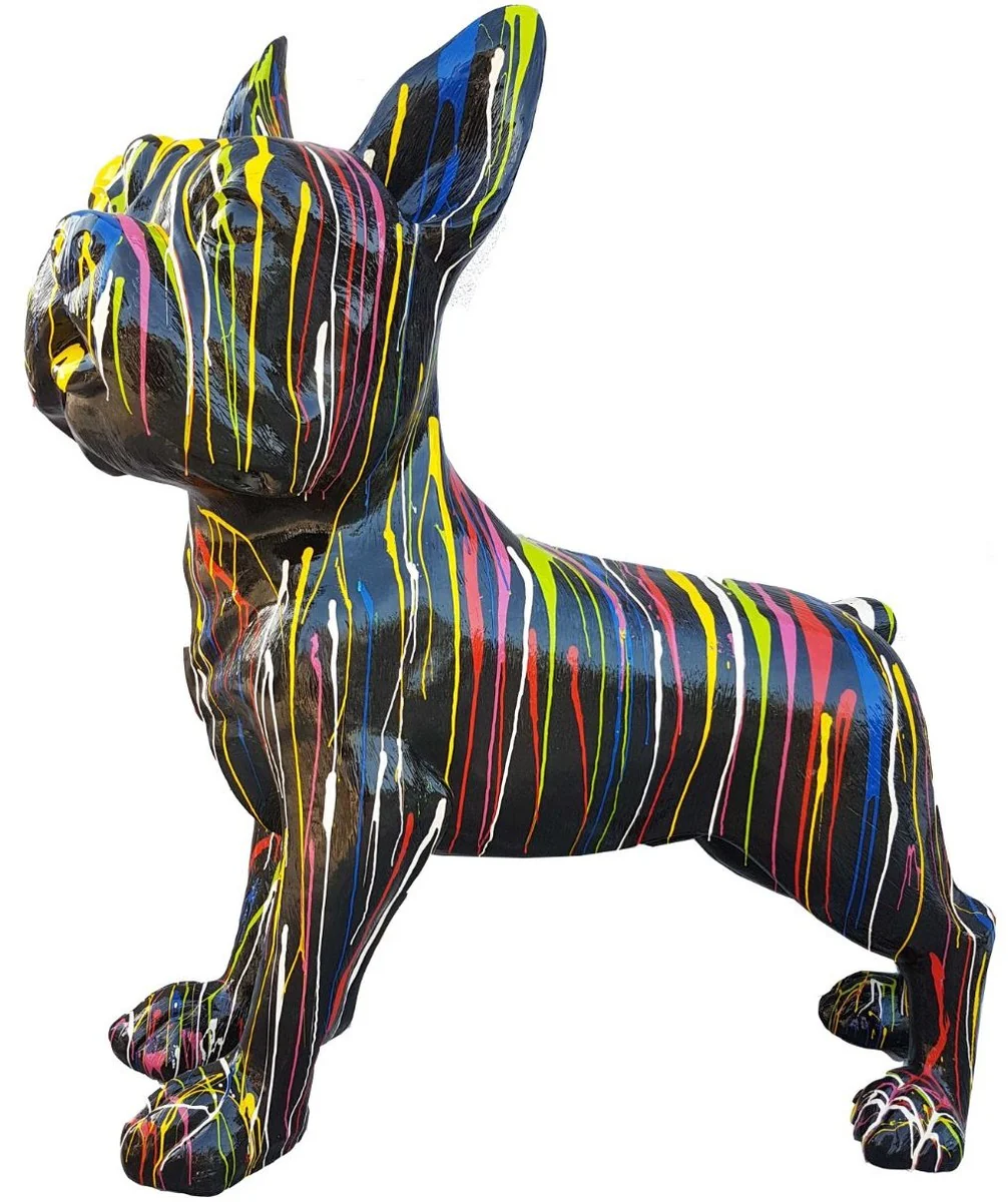 Casa Padrino figura de decoración de diseño perro bulldog negro / multicolor 178 x A. 178 cm - Figura decoracion enorme - Escultura decoracion jardin - Figura Jardin