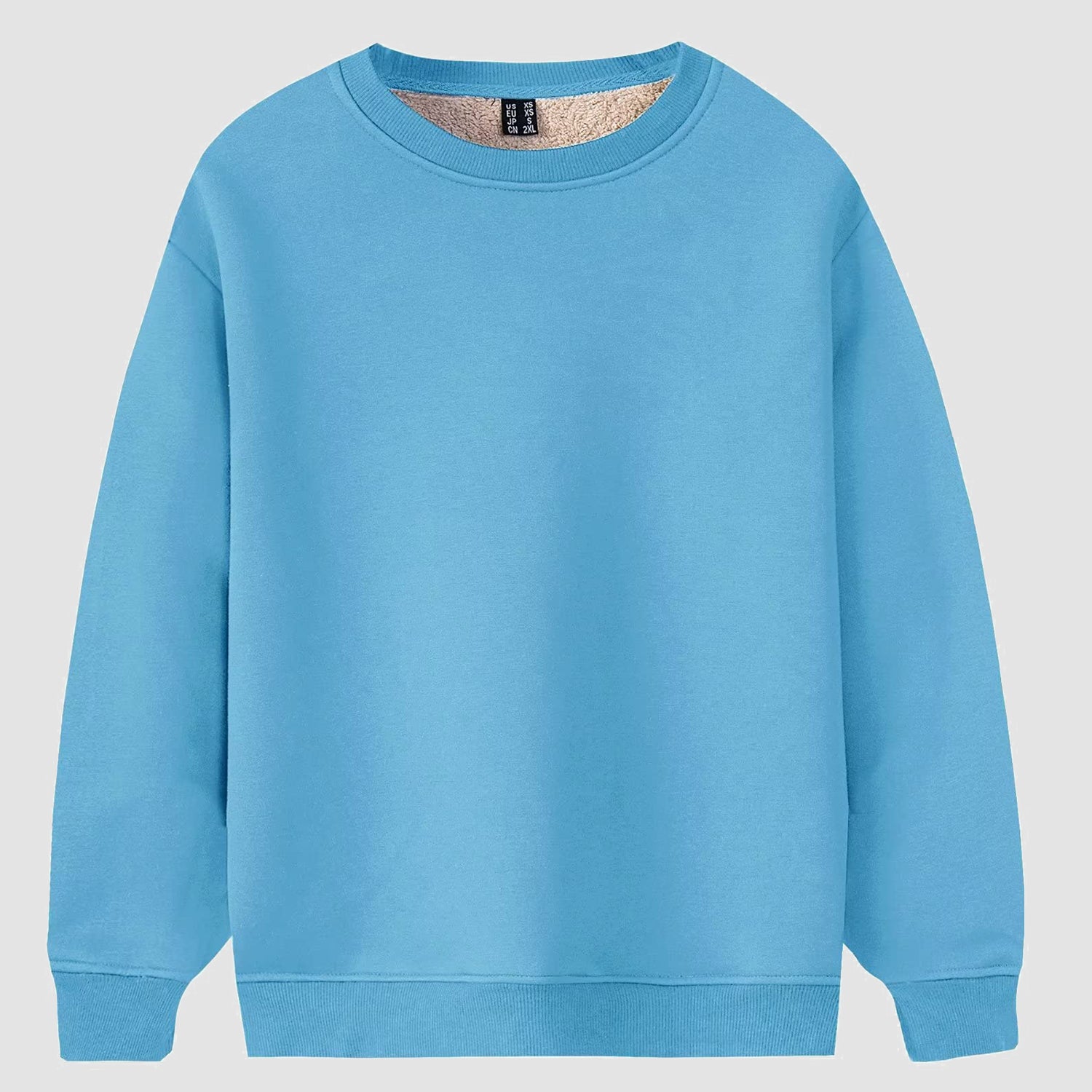 Men's Fleece Lined Sweatshirts Pullover Basic Tops Warm Crewneck Winter Sweater Underwear