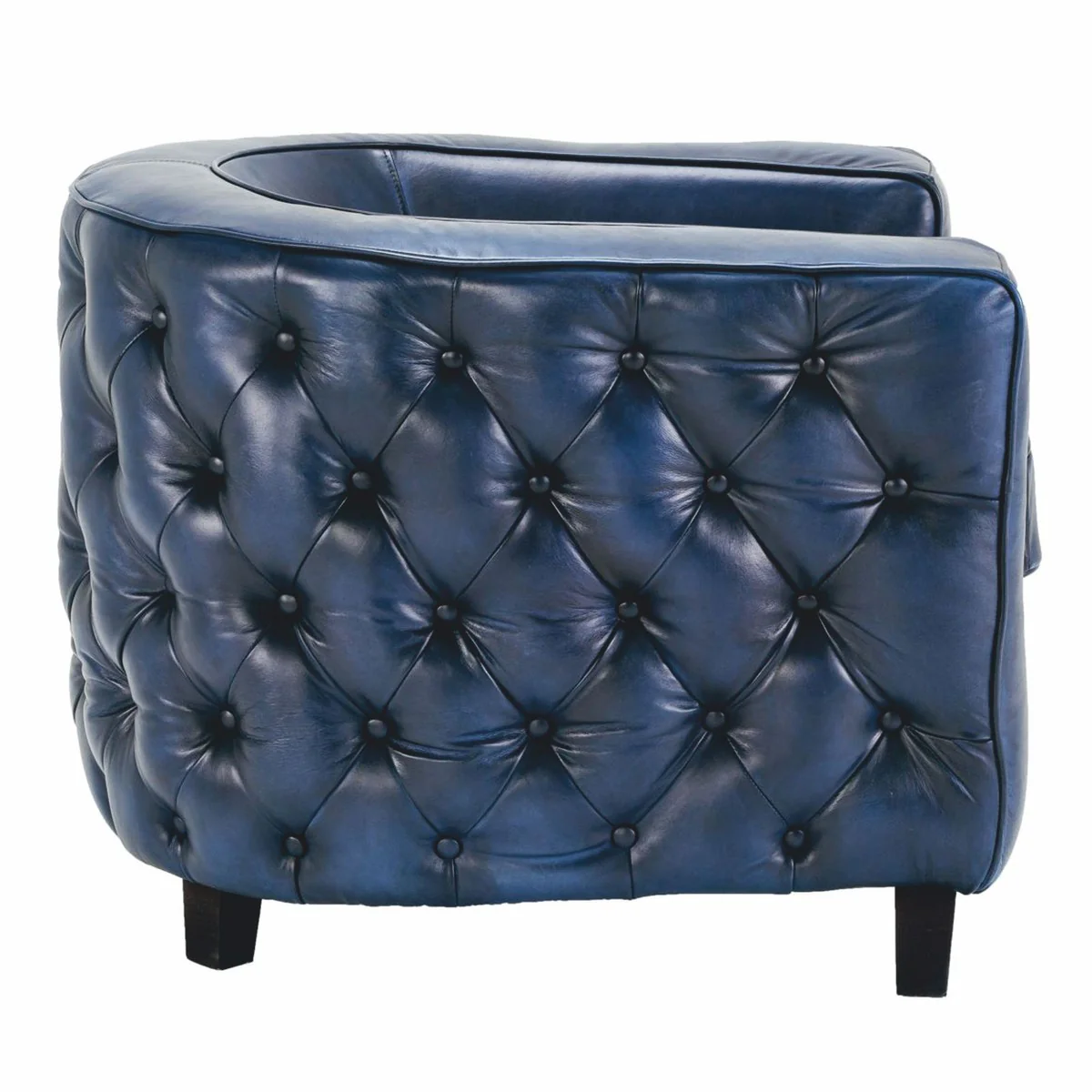 Casa Padrino sill¨®n Chesterfield de lujo de cuero genuino azul / negro - Muebles de cuero