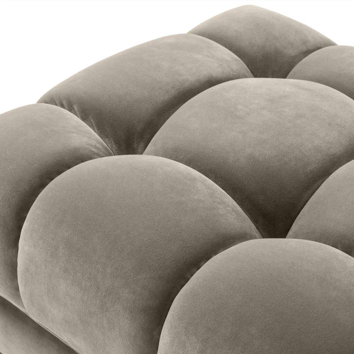 Casa Padrino banco de lujo greige / negro 133 x 59 x H. 42 cm - Banco Acolchado de Terciopelo con Patas de Acero Inoxidable - Colecci¨®n de Lujo