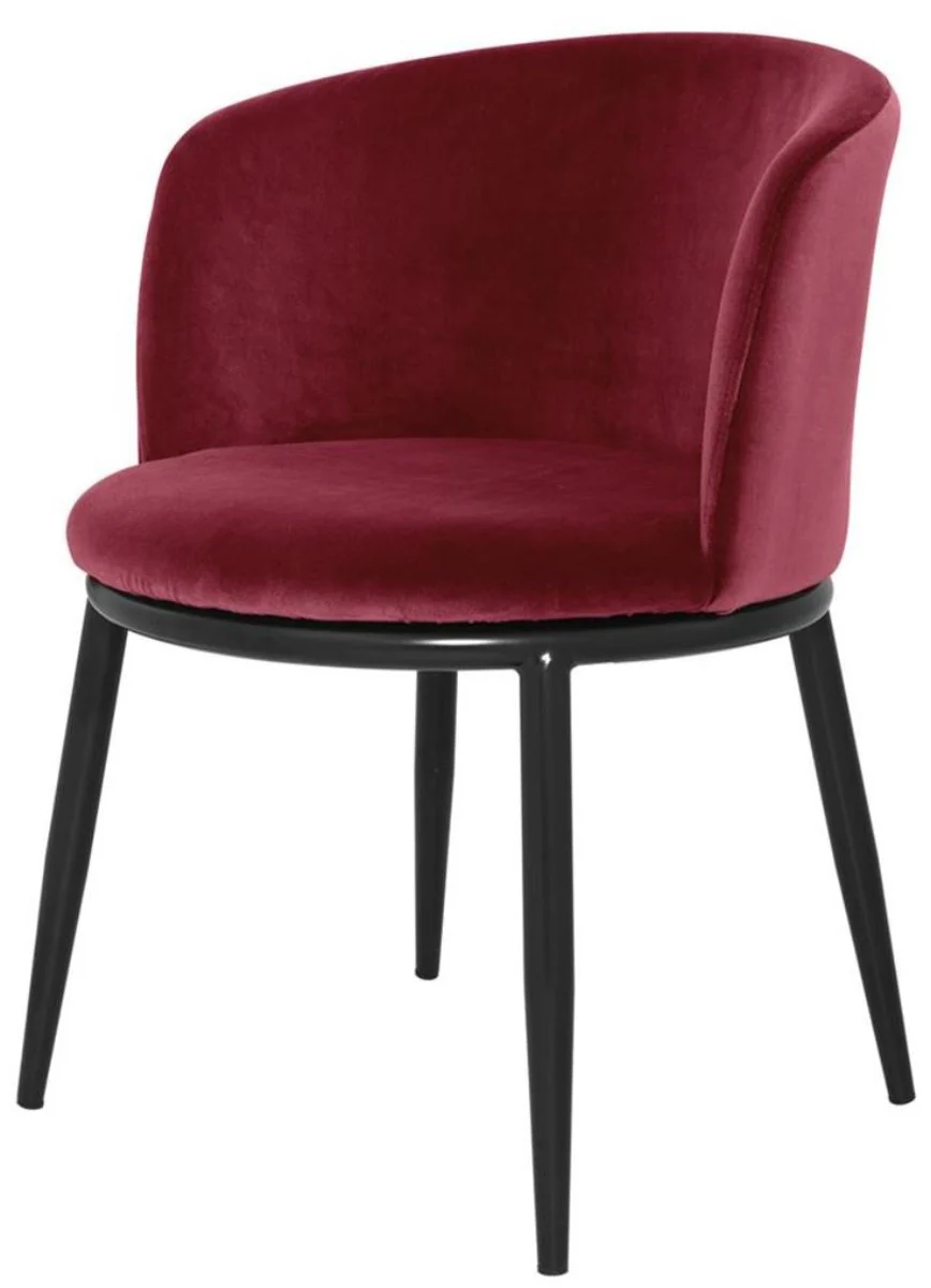 Casa Padrino conjunto de silla de comedor de lujo color burdeos / negro 57 x 57 x H. 74 cm - Muebles de Comedor