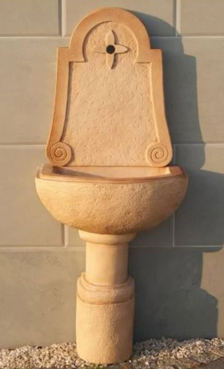 Casa Padrino fuente de pared Art Nouveau beige 61 x 36 x A. 148 cm - Fuente de jardín elegante - Fuente de piedra para decoración de jardín - Accesorios de Jardín Art Nouveau