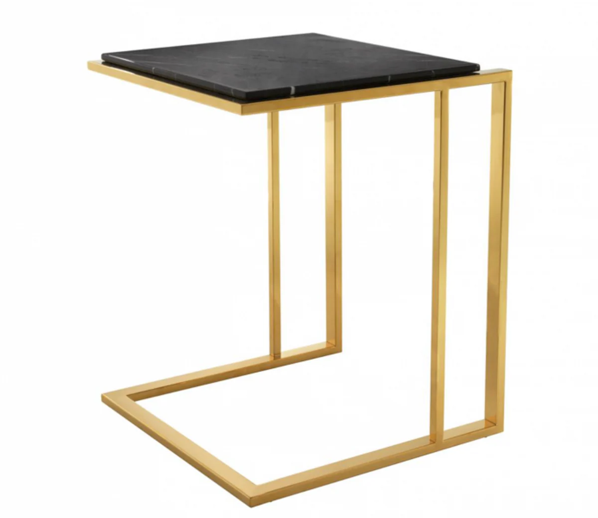 Casa Padrino luxury art deco designer side table gold with black marble top - Designer Side Table Furniture