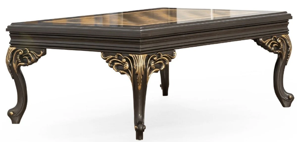 Casa Padrino mesa de centro barroco de lujo gris / oro 110 x 84 x A. 48 cm - Magn¨ªfica mesa de sal¨®n hecha a mano en estilo barroco - Muebles Barrocos