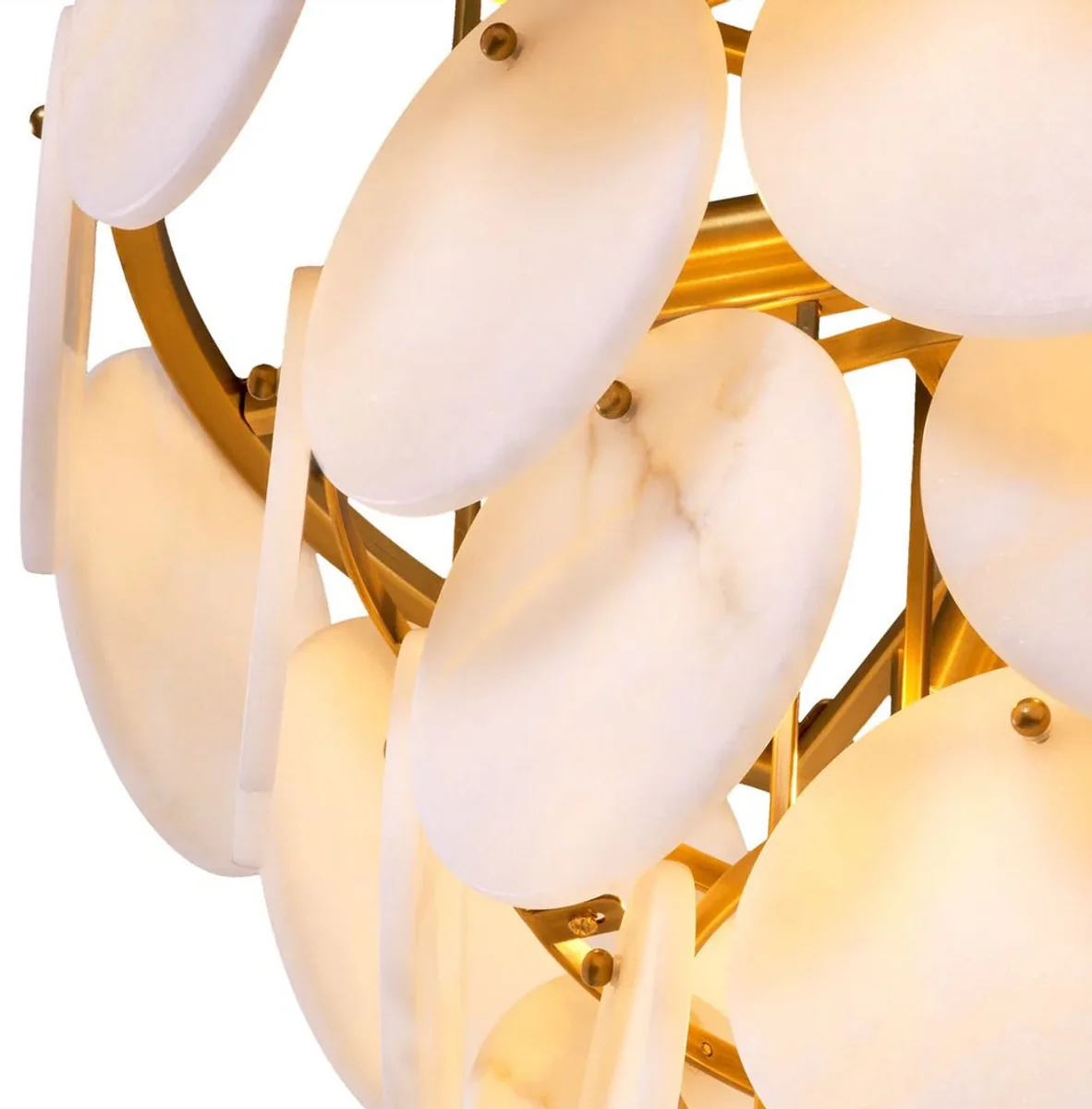 Casa Padrino lámpara de araña de lujo blanco / latón antiguo Ø 66 x A. 56 cm - Lámpara de araña de salón - Lámpara de araña de hotel y de restaurante - Calidad de lujo