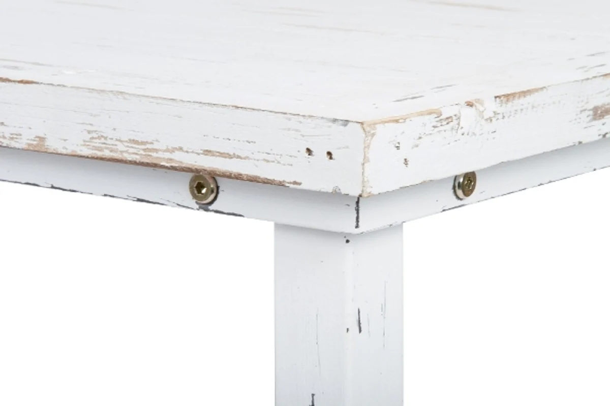 Casa Padrino Mesa de Comedor Estilo Rural Blanco Antiguo 100 x 50 x H. 70 cm - Mesa Shabby Chic Comedor