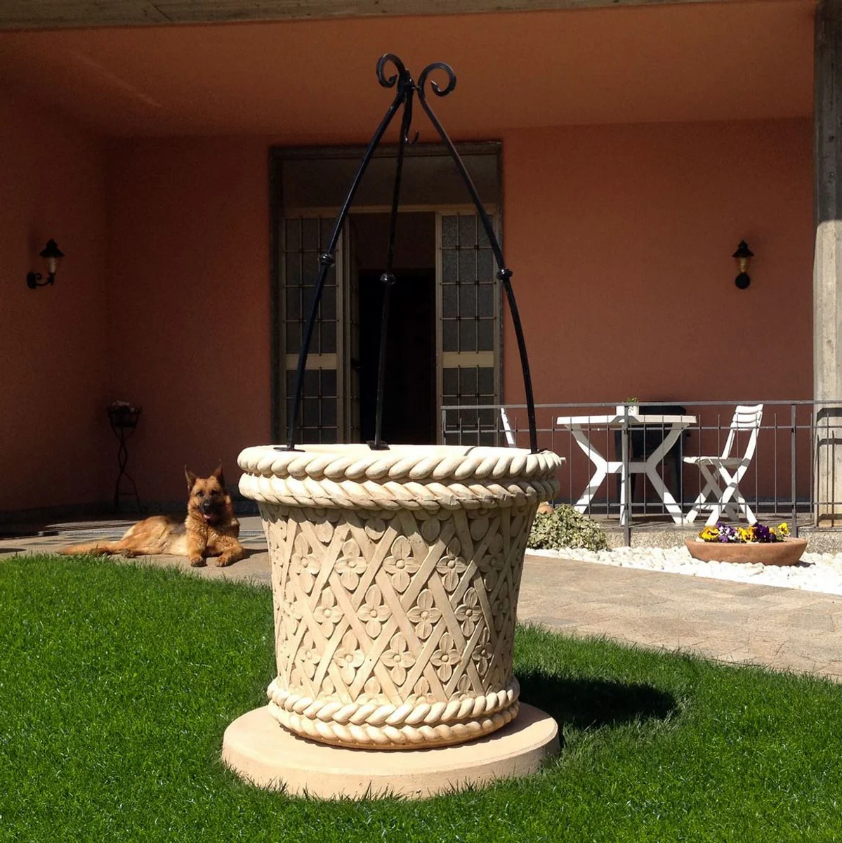 Casa Padrino fuente de jard¨ªn Art Nouveau beige / negro ? 80 x A. 170 cm