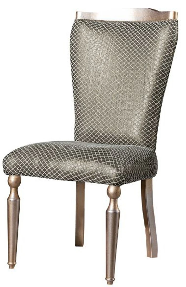 Casa Padrino silla de comedor barroco de lujo verde / plata / cobre / oro - Silla de cocina de madera maciza hecha a mano - Muebles de comedor en estilo barroco