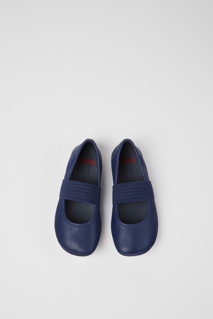 Right Blue leather ballerinas for boys