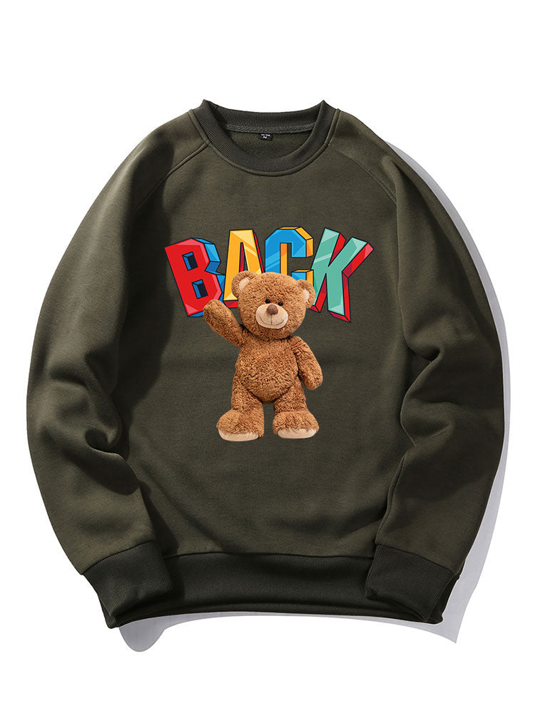 Cute Bear Print Raglan Sleeve Sweatshirt