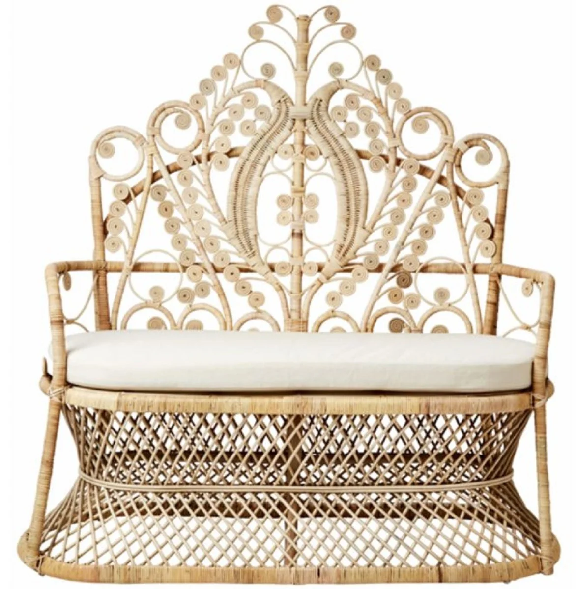 Casa Padrino sof¨¢ de jard¨ªn de rat¨¢n vintage natural / crema 180 cm