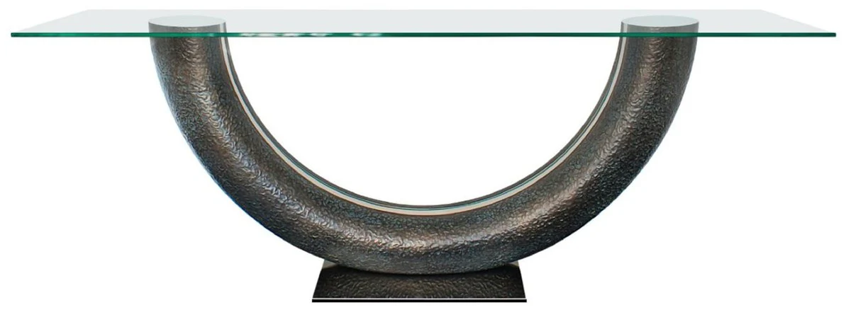 Casa Padrino consola de lujo bronce 230 x 45 x A. 86 cm - Consola con tablero de cristal - Muebles de sala de estar - Muebles de hotel - Colecci¨®n de Lujo