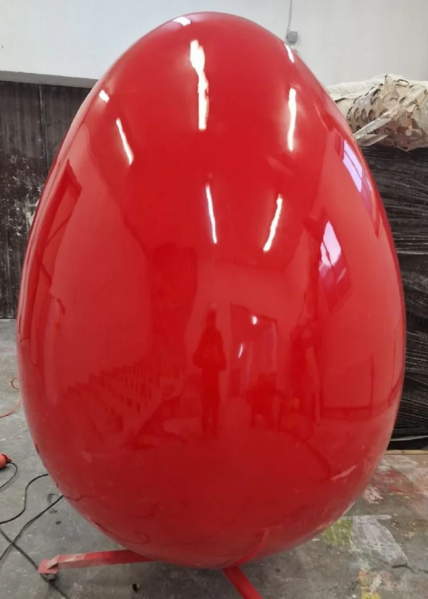 Casa Padrino Huevo de Pascua Decorativo XXL de Lujo con Soporte Rojo 160 cm