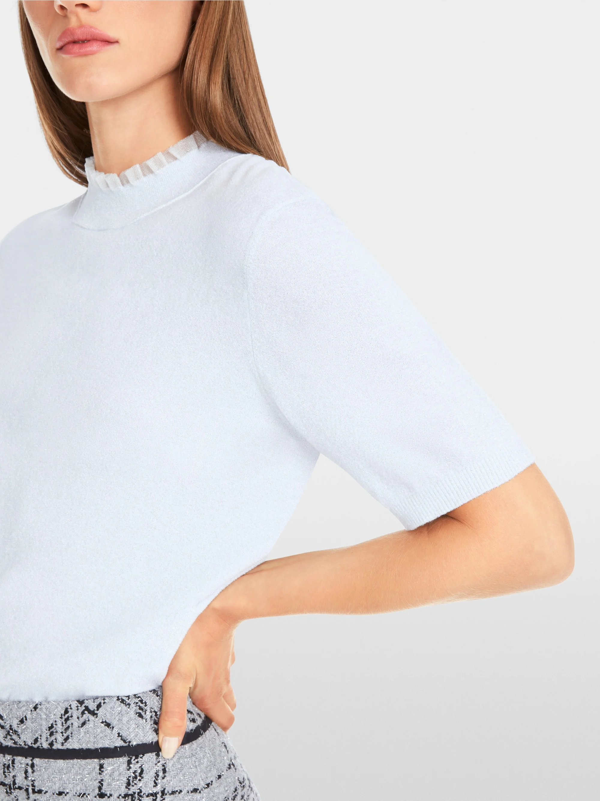 Marc-Cain Short-sleeve pullover in glitter elegance