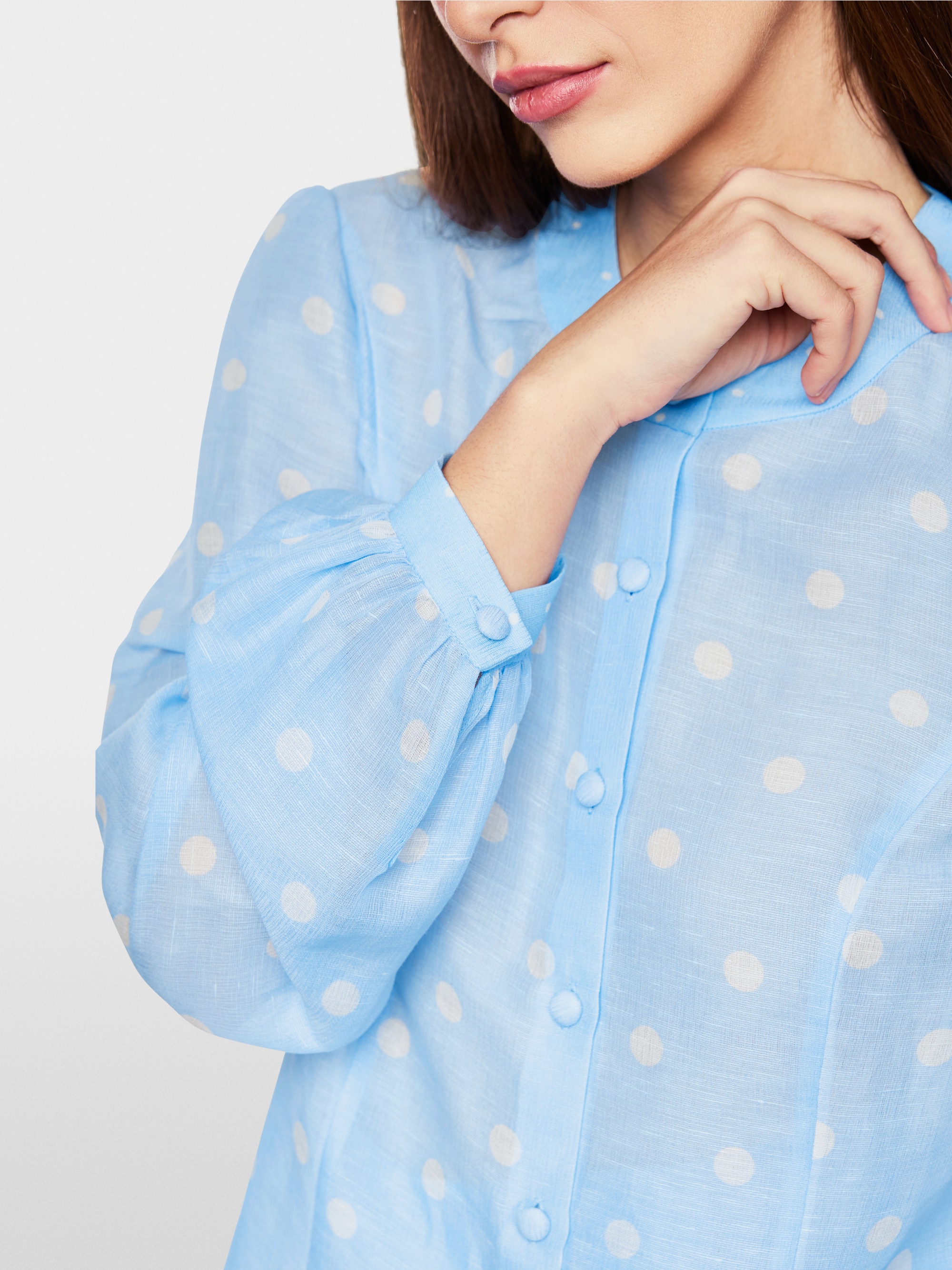 Marc-Cain Silk and linen polka dot blouse