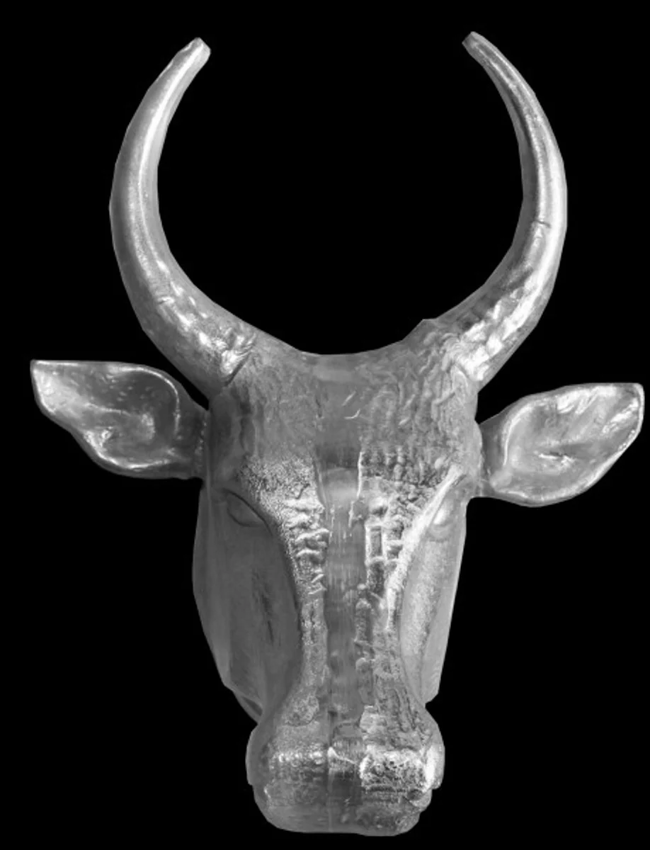 Casa Padrino designer bull head height: 70 cm, width 58 cm, depth: 42 cm noble sculpture made of aluminum, nickel plated - Edel & Sumptuously