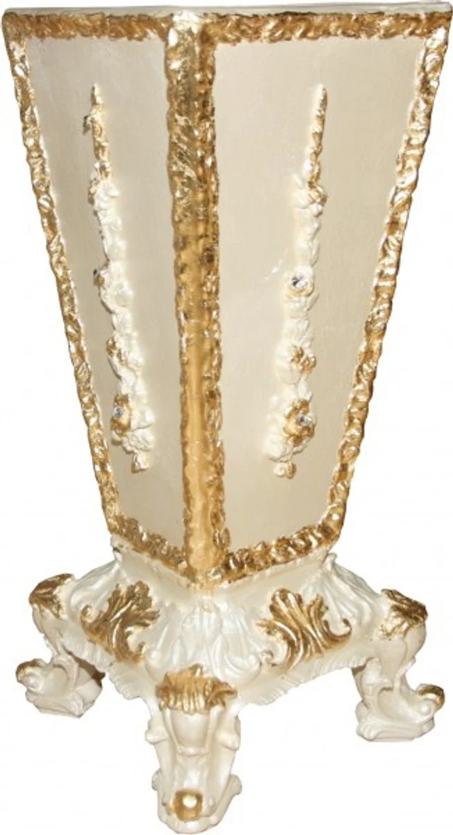 Casa Padrino Baroque luxury umbrella stand in cream / gold with bling bling rhinestones - Hotel Interior Luxury Collection - Limited Edition