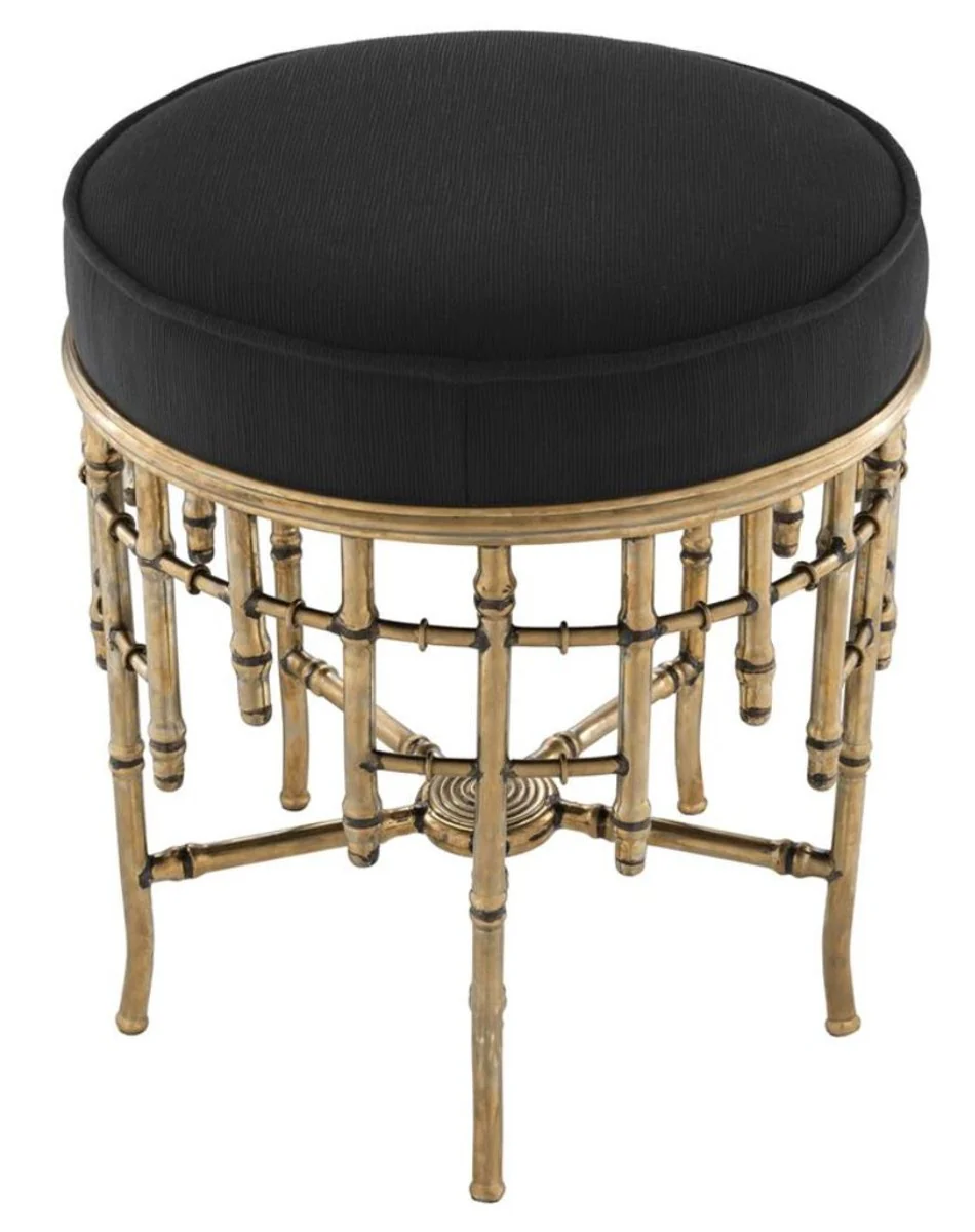 Casa Padrino taburete de dise?o vintage lat¨®n / negro 45,5 x H. 50 cm - muebles de lujo