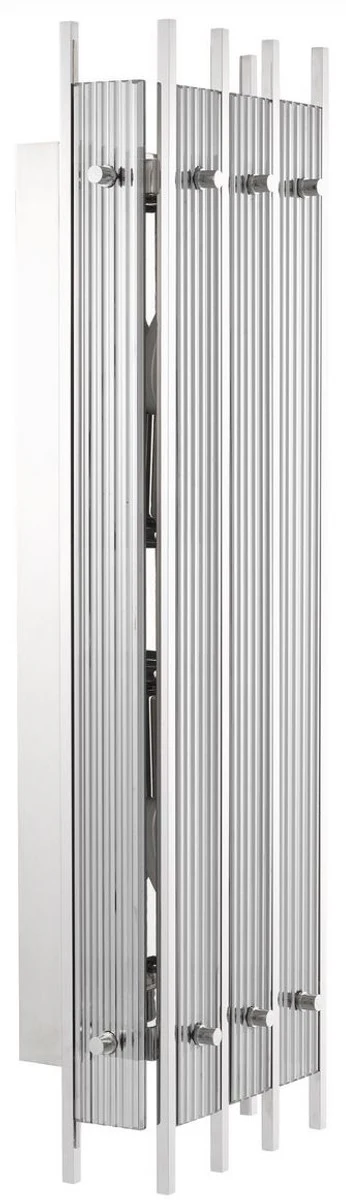 Casa Padrino lámpara de pared de lujo plata / gris 23 x 12 x A. 65 cm - Elegante lámpara de pared con vidrio ahumado - Calidad de Lujo