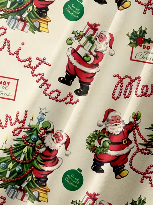 Christmas Chest Pocket Short Sleeves Casual Shirt