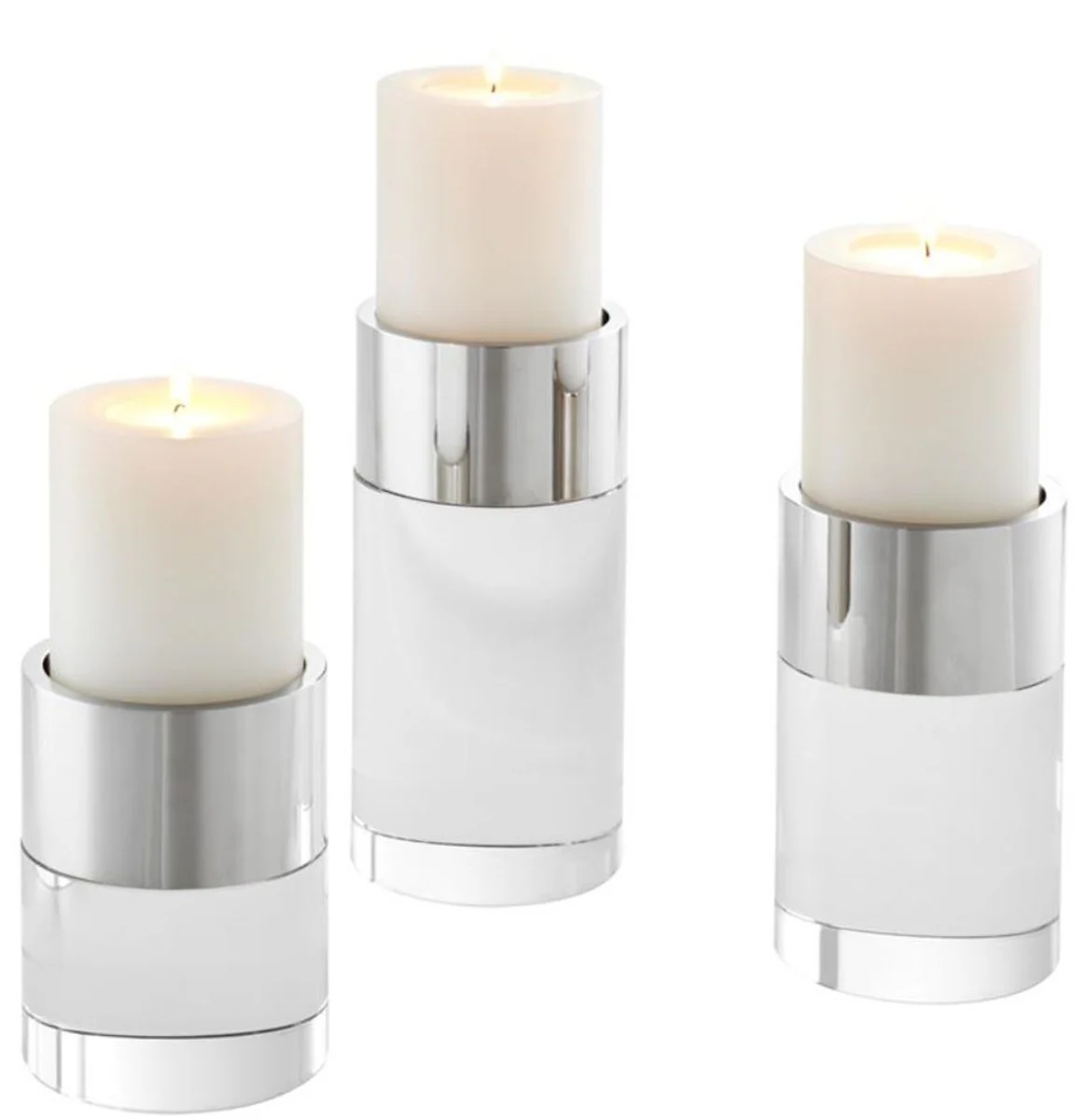 Casa Padrino soporte de candelita de cristal de lujo plata - Decoración de la Sala de Estar