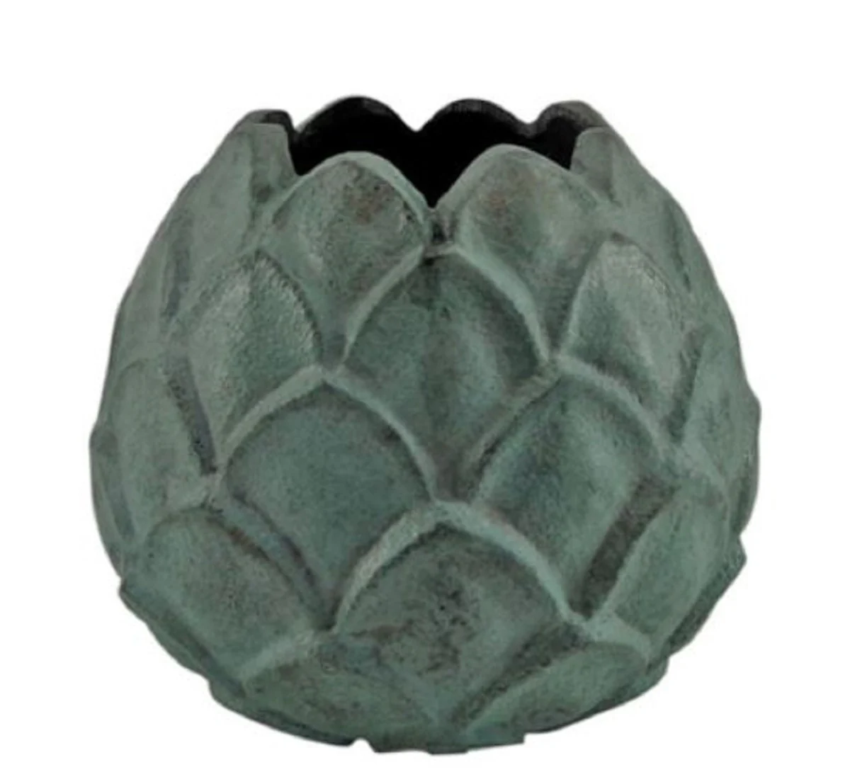 Casa Padrino jarrón de aluminio verde menta Ø 16 x H. 13 cm - Jarrón de Flores Decorativo en Diseño de Piña