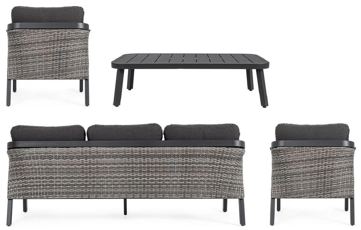 Casa Padrino conjunto de muebles de jardín de lujo antracita - 1 Sofá de Jardín y 2 Sillones de Jardín y 1 Mesa de Jardín - Muebles de jardín y terraza modernos de lujo - Colección de Lujo