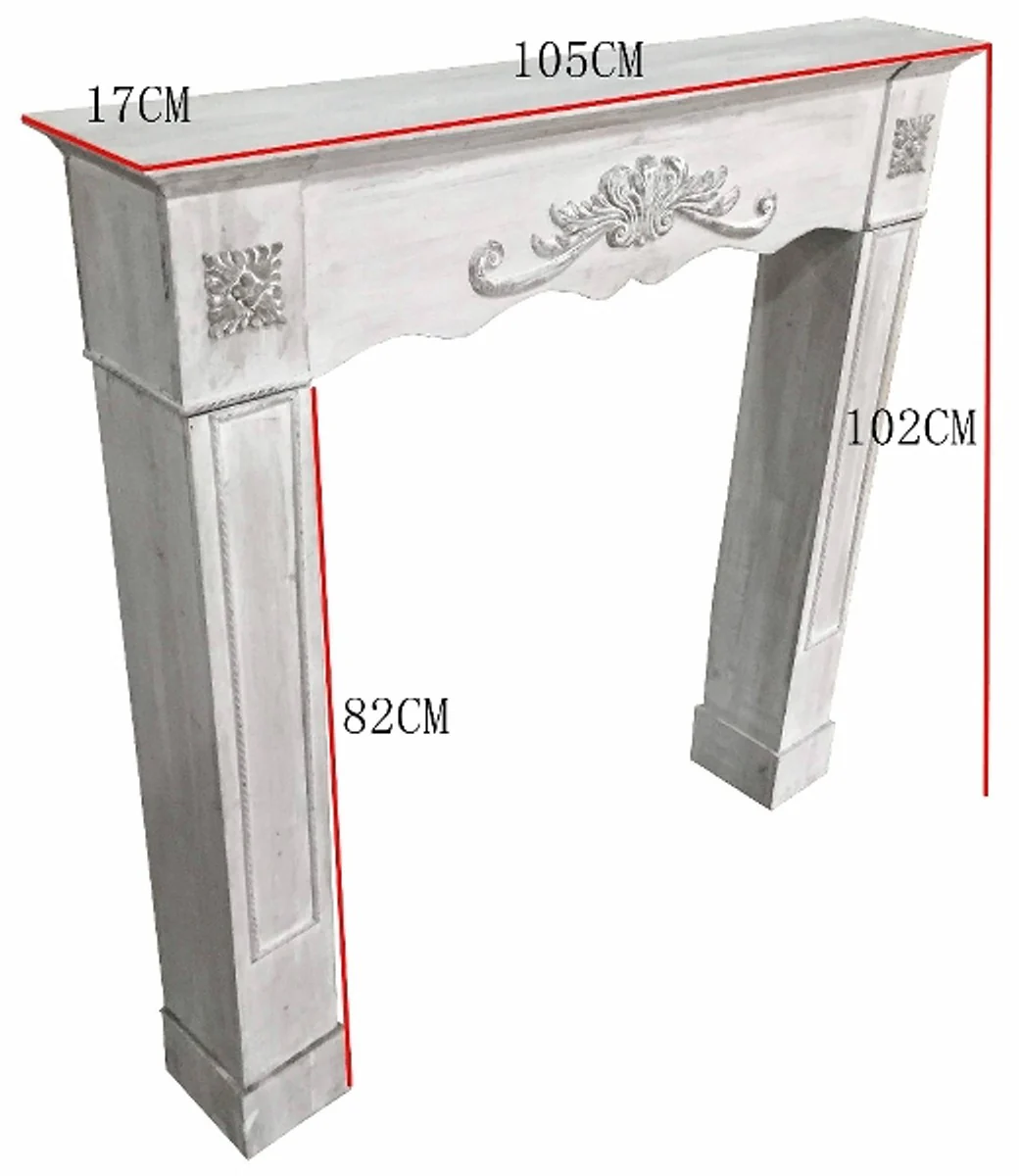 Casa Padrino Country Style Fireplace Surround Antique Gray 105 x 17 x H 102 cm - Handmade Fireplace Surround in Shabby Chic Look