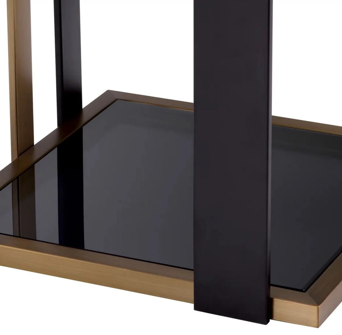 Casa Padrino mesa auxiliar de lujo lat¨®n / negro / gris 47,5 x 47,5 x A. 55,5 cm - Mesa cuadrada con tapa de vidrio - Muebles de sal¨®n - Muebles de lujo - Calidad de lujo