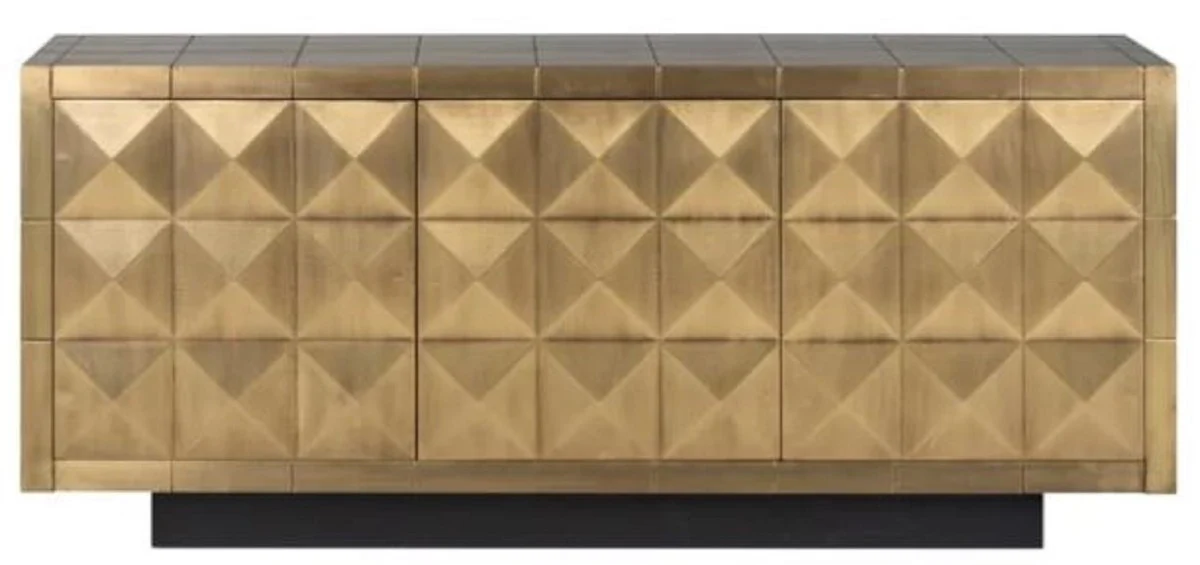 Casa Padrino aparador de lujo oro / negro 180 x 45 x A. 77 cm - Armario de madera maciza con 3 puertas - Muebles de salón - Muebles de comedor - Muebles de lujo - Interiores de lujo