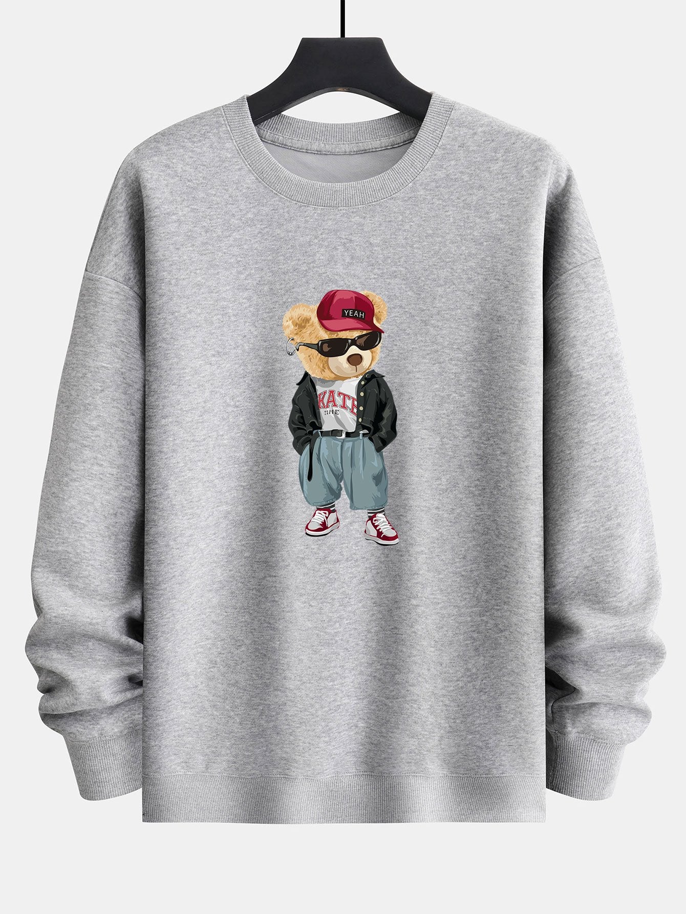 Cool Style Bear Print Relax Fit Sweatshirt