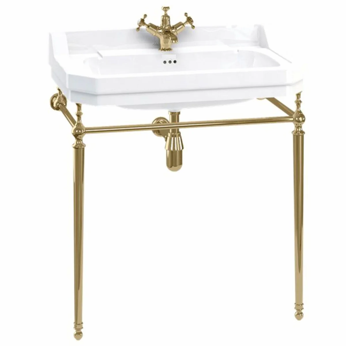 Casa Padrino mueble de baño Art Nouveau de lujo blanco / oro 80 x 51 x A. 90 cm - Muebles de baño