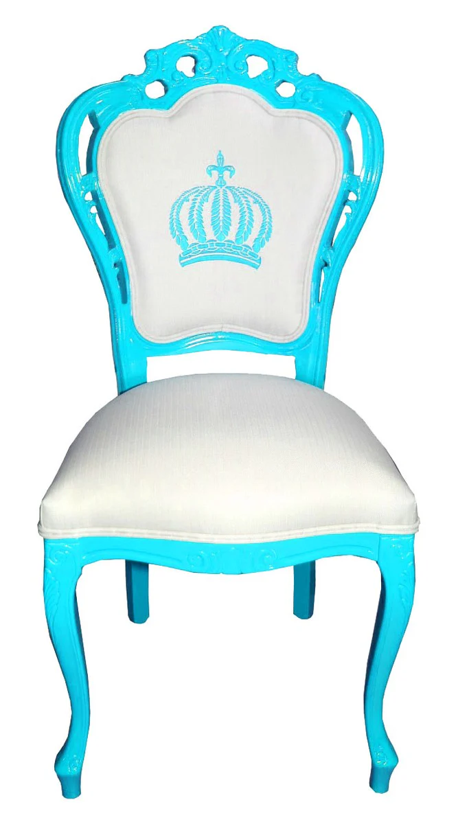 Pomp??s by Casa Padrino Luxury Baroque Dining Chair Turquoise / White - Pomp??ser Baroque Chair dise?ada por Harald Gl??ckler