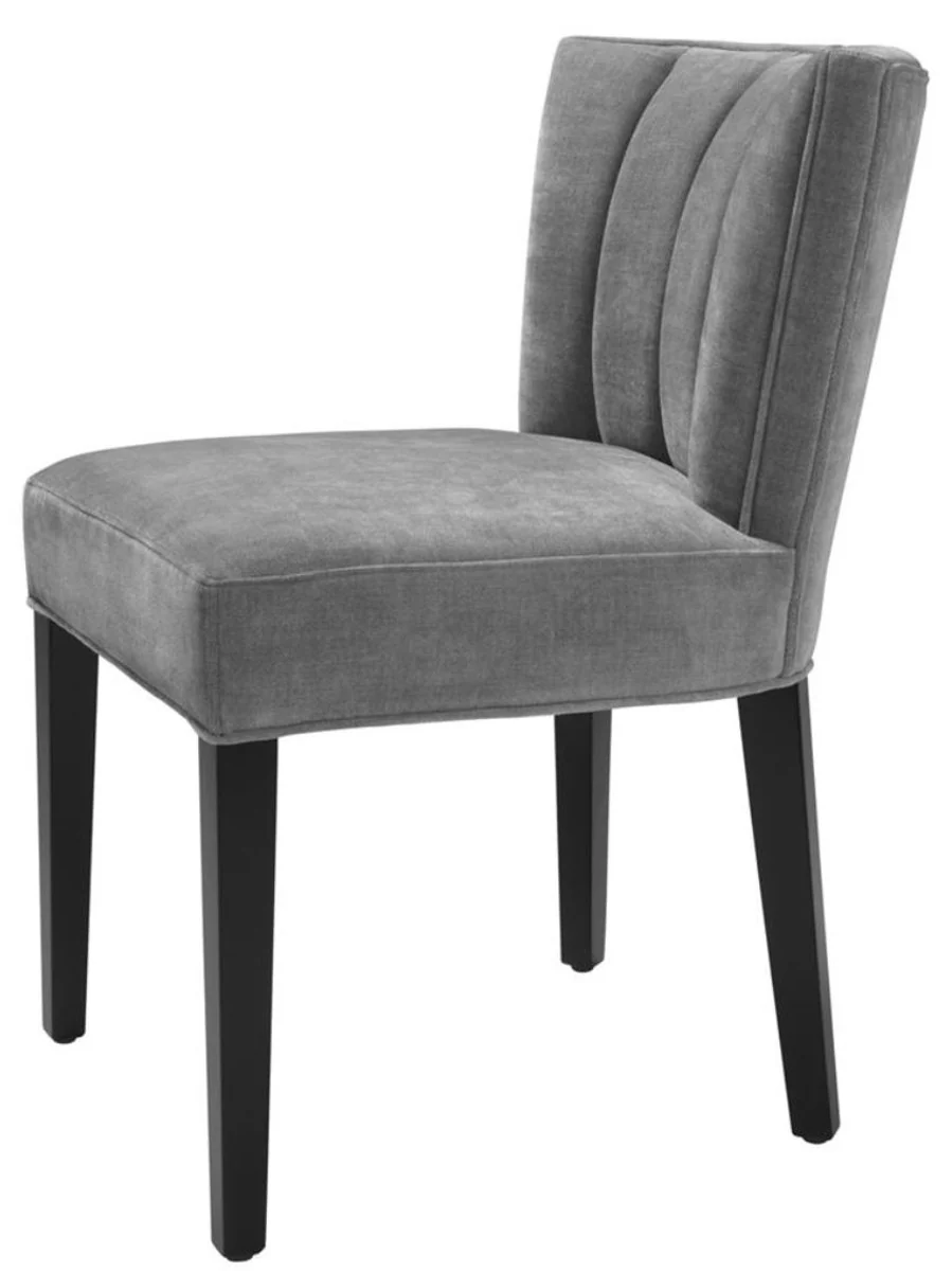 Casa Padrino silla de comedor de lujo gris / negro 51 x 62 x H. 82 cm - Muebles de Lujo para el Comedor